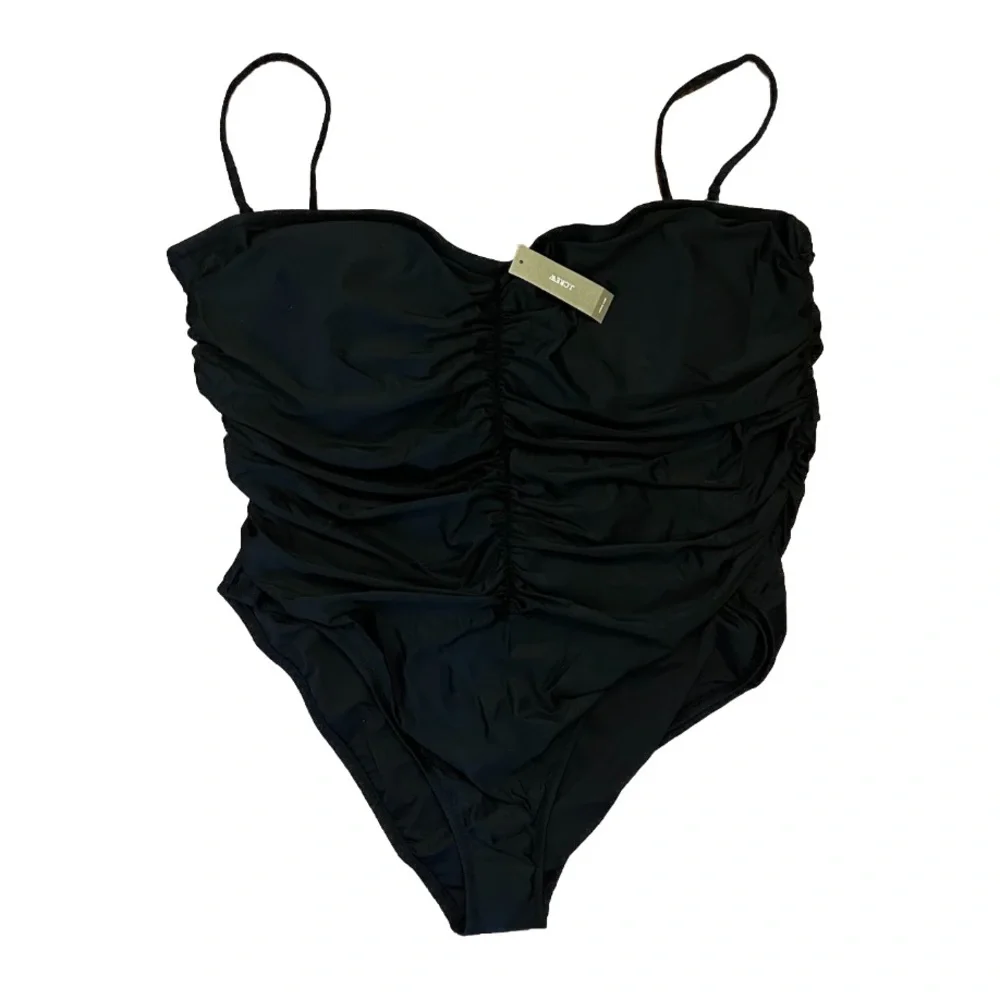 NWT J. Crew Ruched Sweetheart One-Piece Swimsuit Black Size 24 - Picture 4 of 10